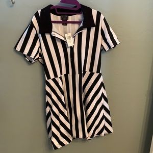 Black & white striped collared dress